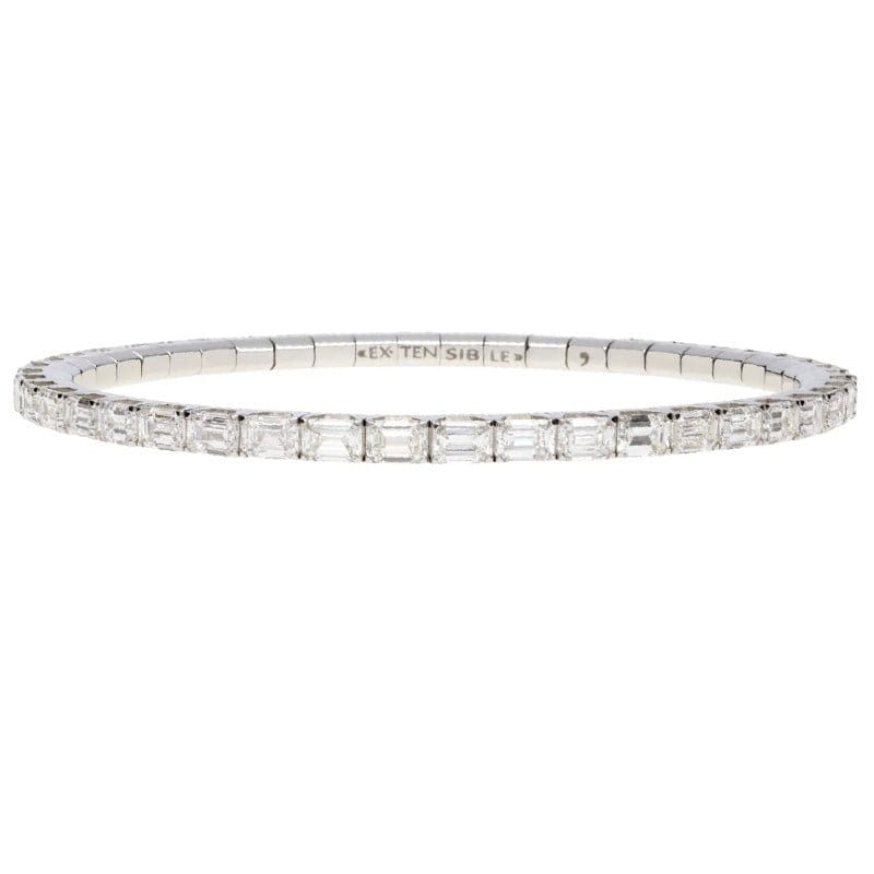 Extensible 18KW 7.98ctw Emerald Cut Diamond Stretch Bracelet - BTE20SDB