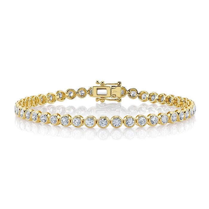 Shy Creation 14K Yellow Gold 3.53ctw Diamond Bezel Set Tennis Bracelet - SC55022997