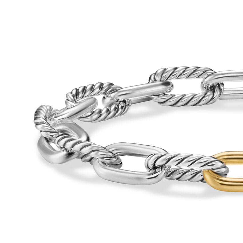 David Yurman DY Madison Chain Bracelet in Sterling Silver with 18K Yellow Gold, 8.5mm, Size Small