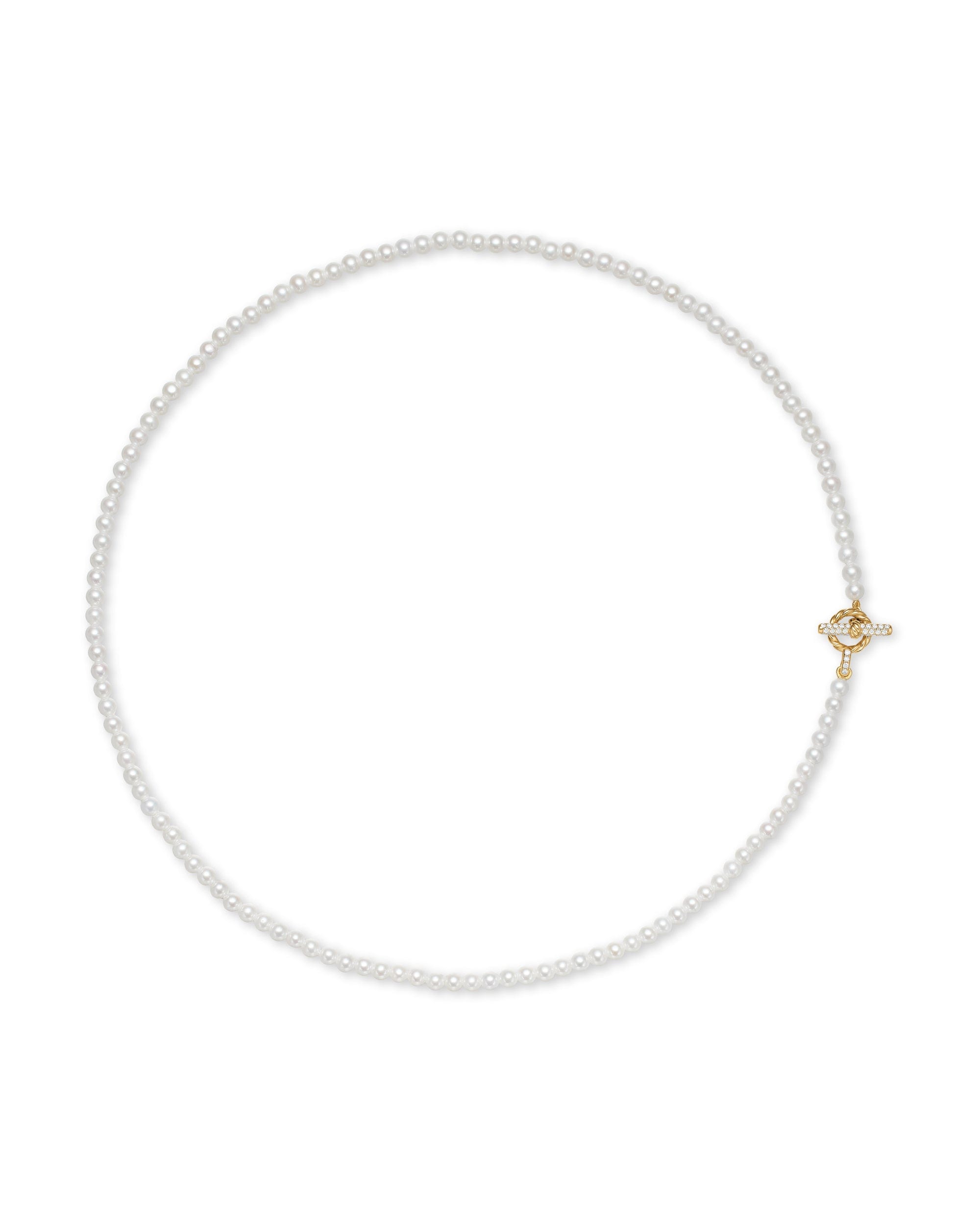 David Yurman Pearl Classics Petite Toggle Necklace in 18K Yellow Gold with Diamonds, 3mm, 17"