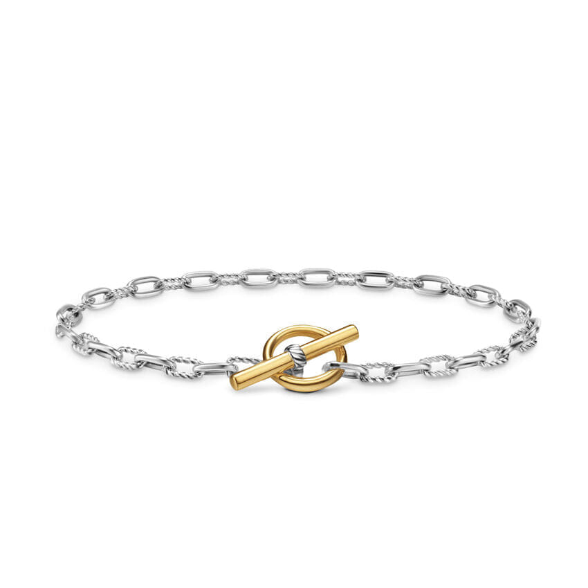 David Yurman DY Madison Toggle Chain Bracelet in Sterling Silver with 18K Yellow Gold, 3mm, Extra Small