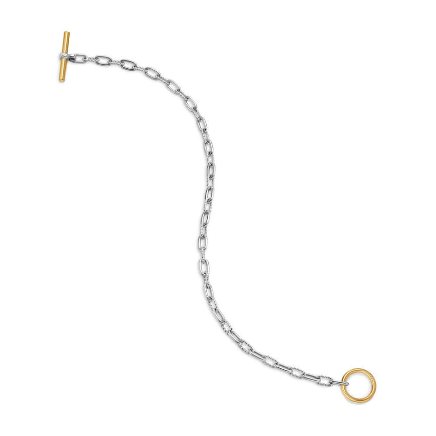David Yurman DY Madison Toggle Chain Bracelet in Sterling Silver with 18K Yellow Gold, 3mm, Extra Small