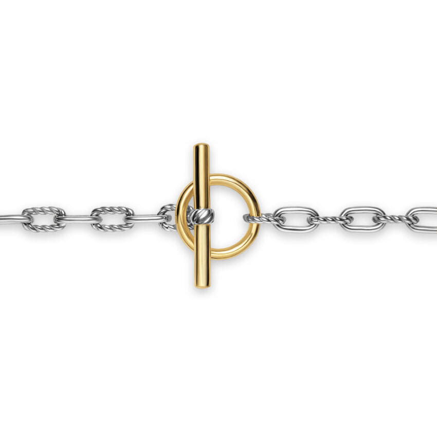 David Yurman DY Madison Toggle Chain Bracelet in Sterling Silver with 18K Yellow Gold, 3mm, Extra Small