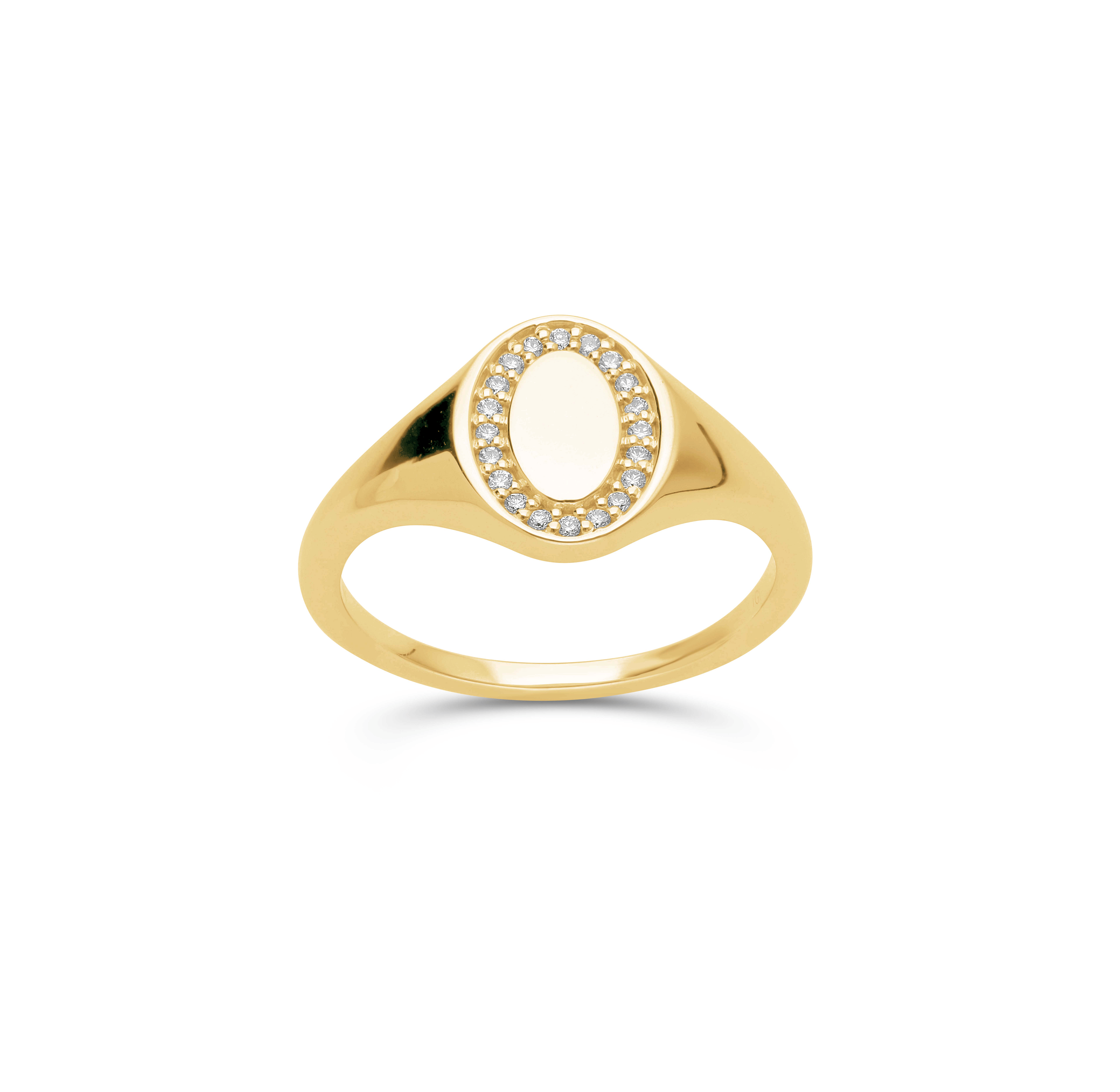 Sabel Collection Yellow Gold Oval Signet Ring with Diamonds