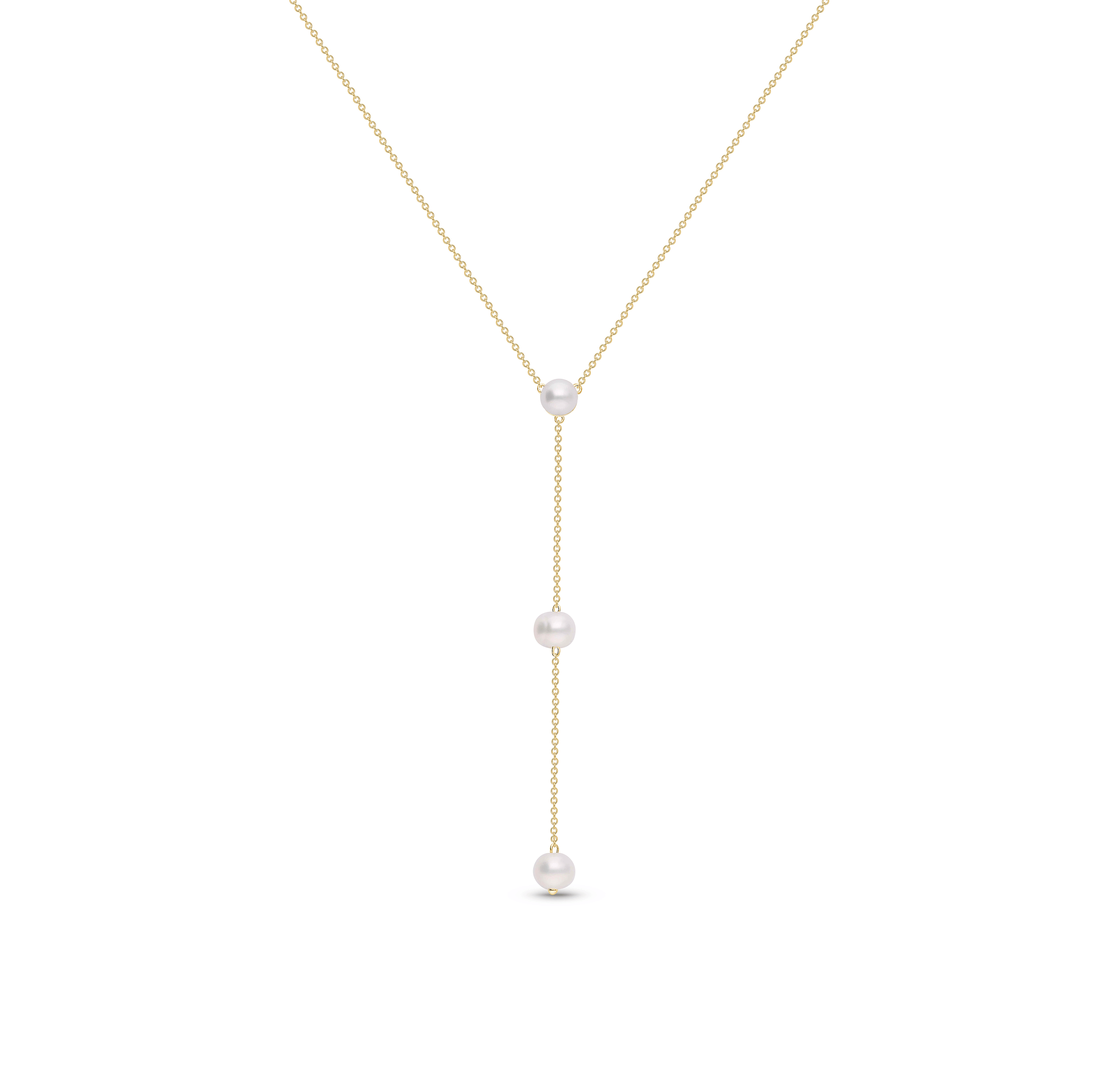 Sabel Collection Yellow Gold Freshwater Pearl Lariat Necklace