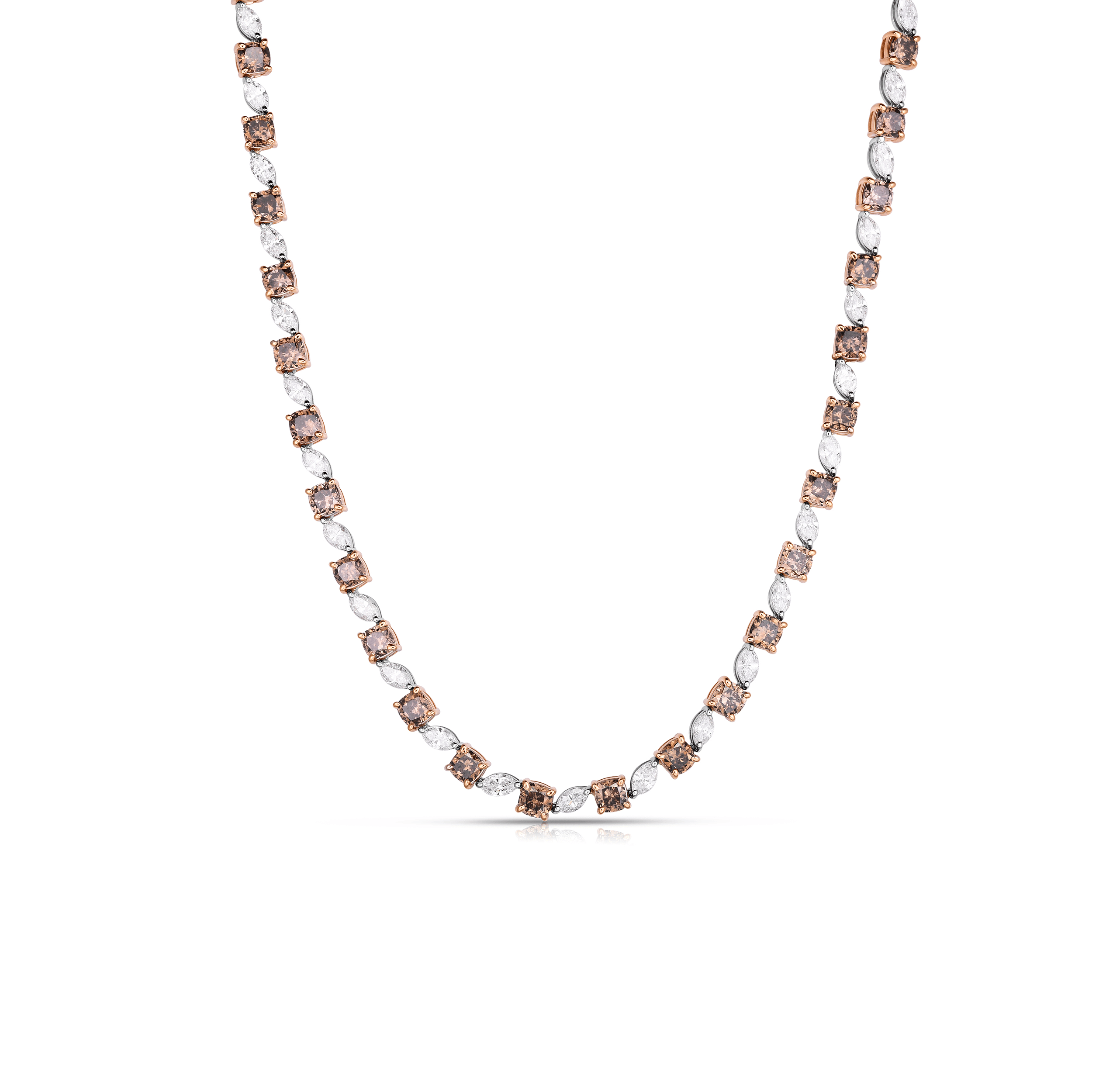 Sabel Collection Mixed Metals White and Fancy Brown Diamond Necklace