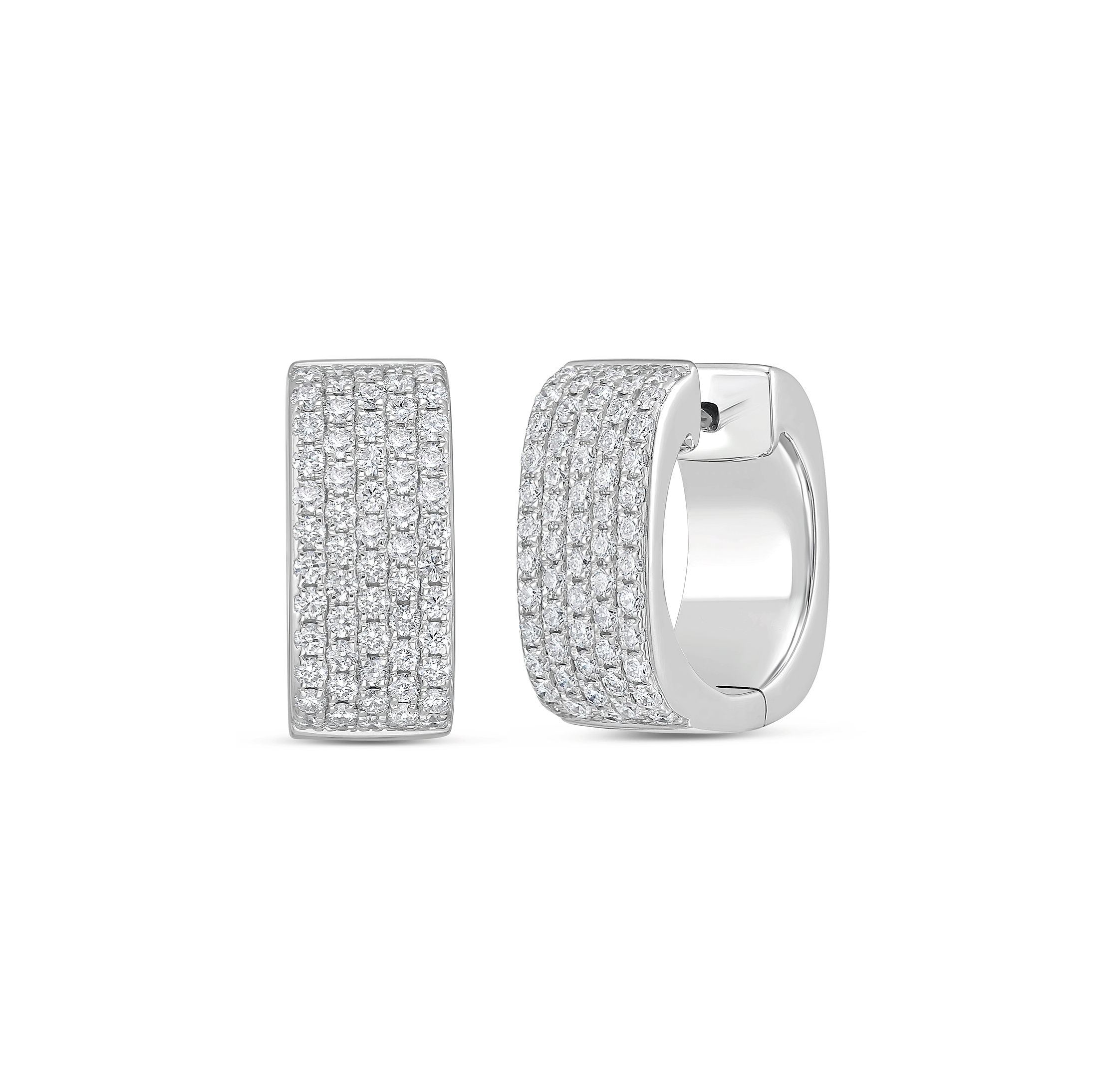 Sabel Collection White Gold 5 Row Diamond Huggie Hoop Earrings