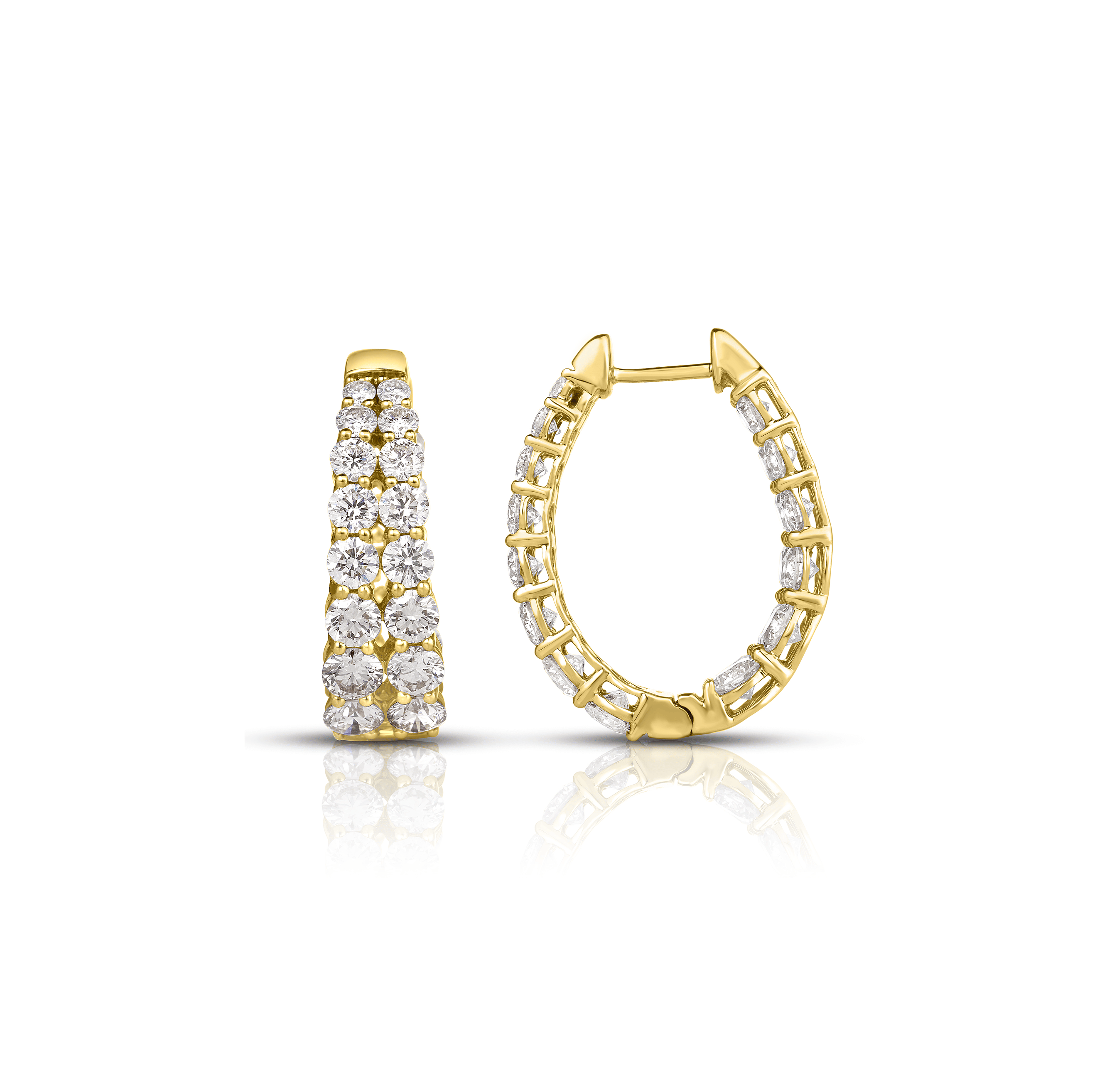 Sabel Collection Yellow Gold 2 Row Diamond Inside Out Earrings