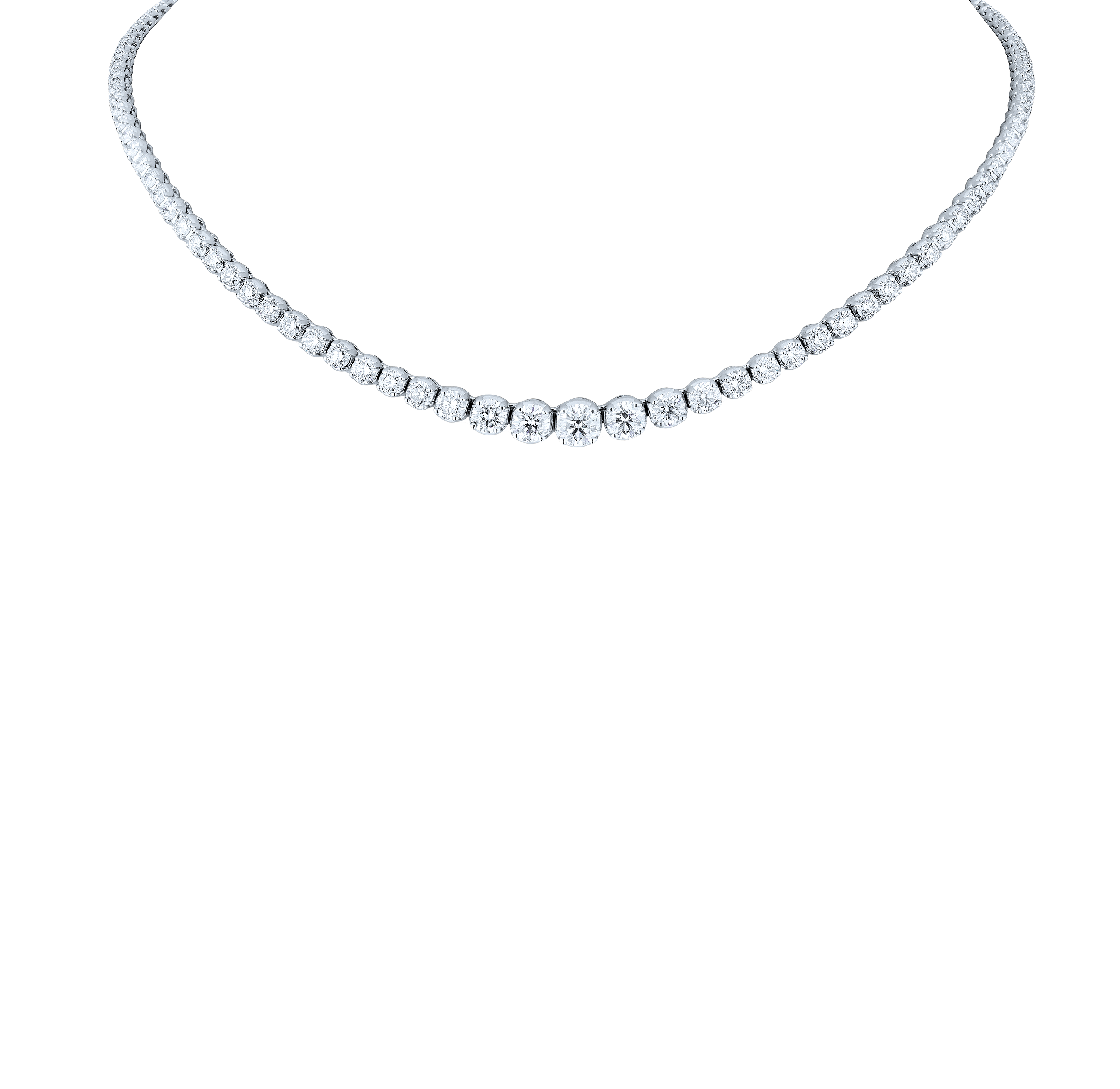 Sabel Collection White Gold Graduated Round Diamond Necklace