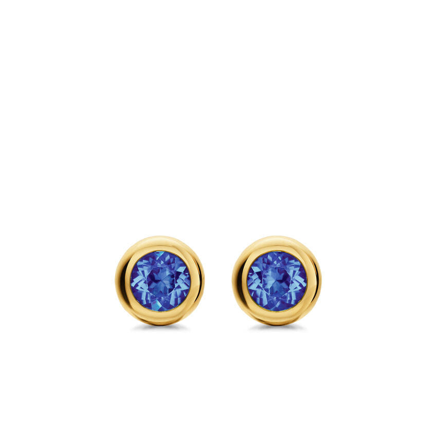 David Yurman Bezel Set Stud Earrings in 18K Yellow Gold with Tanzanite, 6.6mm