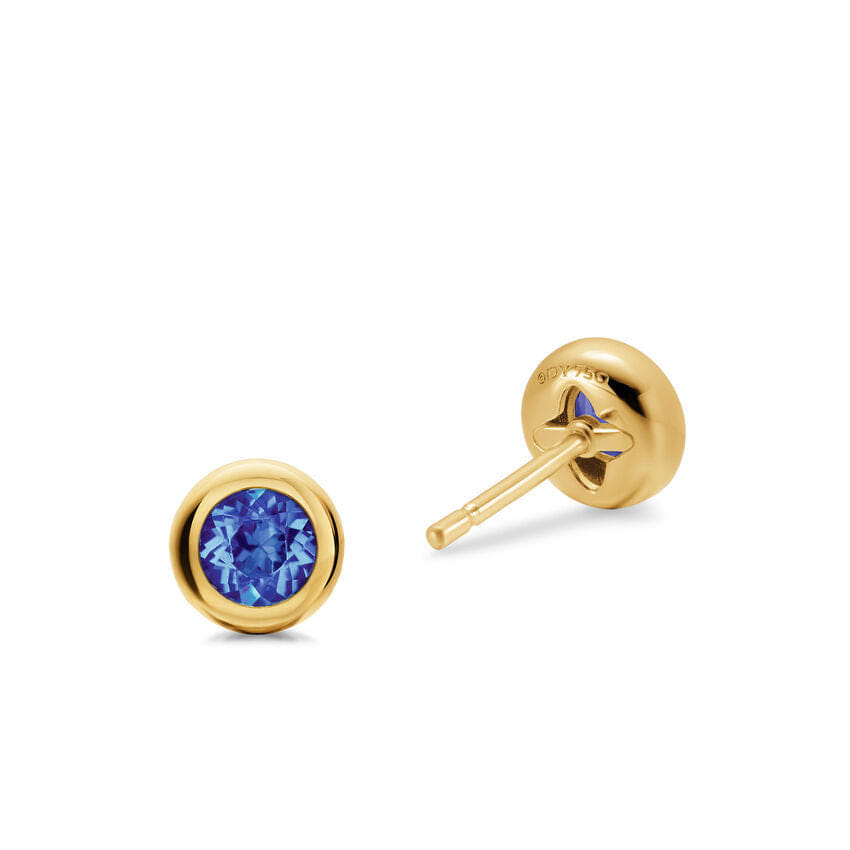 David Yurman Bezel Set Stud Earrings in 18K Yellow Gold with Tanzanite, 6.6mm