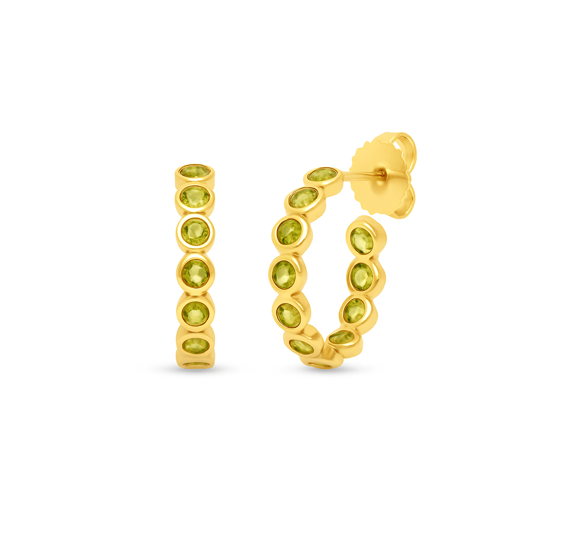 Sabel Collection Yellow Gold Peridot Inside Out Hoop Earrings