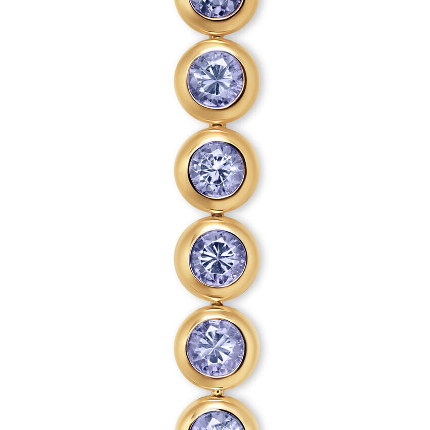 David Yurman Bezel Set Tennis Bracelet in 18K Yellow Gold with Tanzanite, 4.7mm, Size Medium