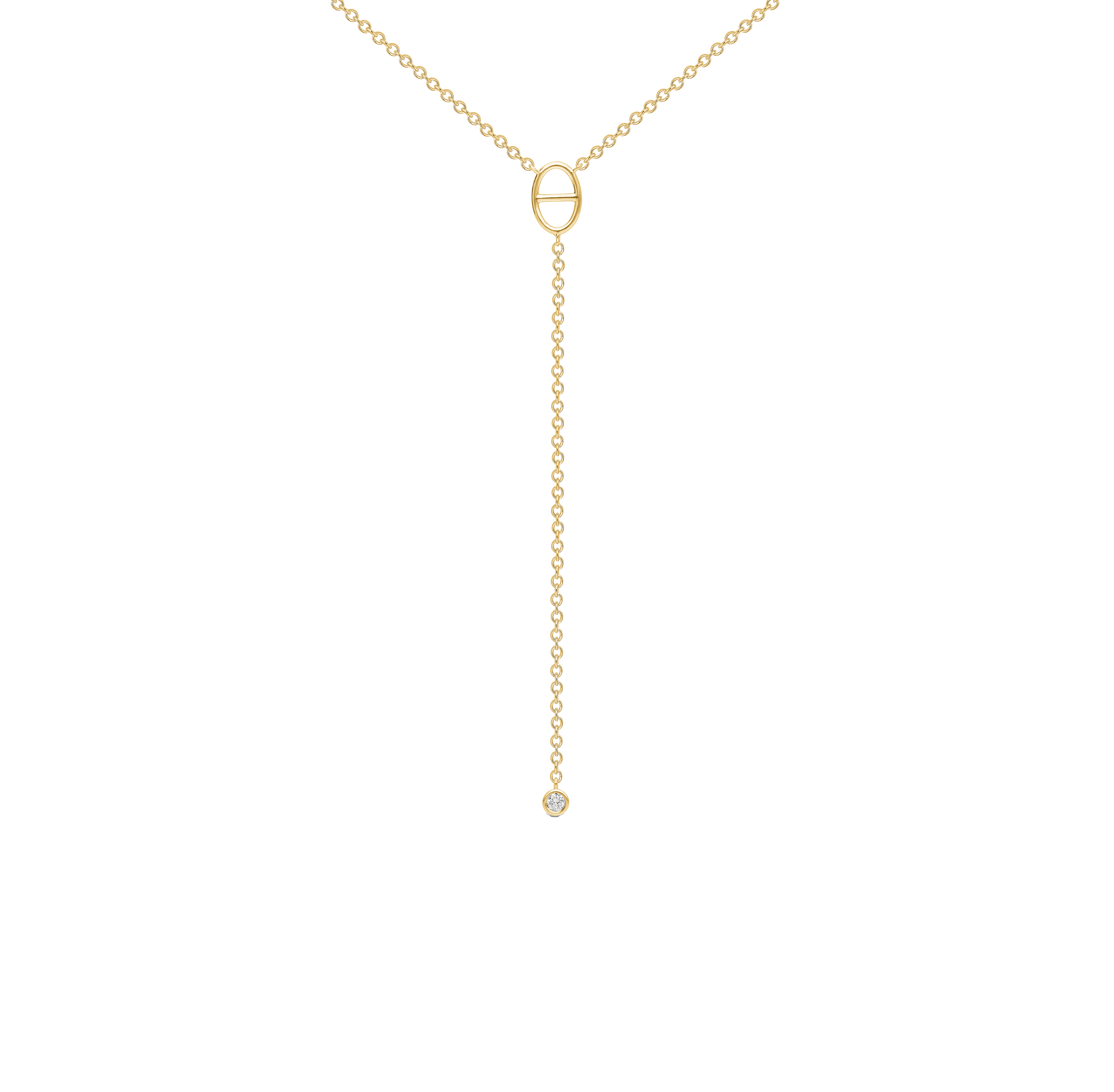 Sabel Collection Yellow Gold Round Diamond Y Drop Necklace