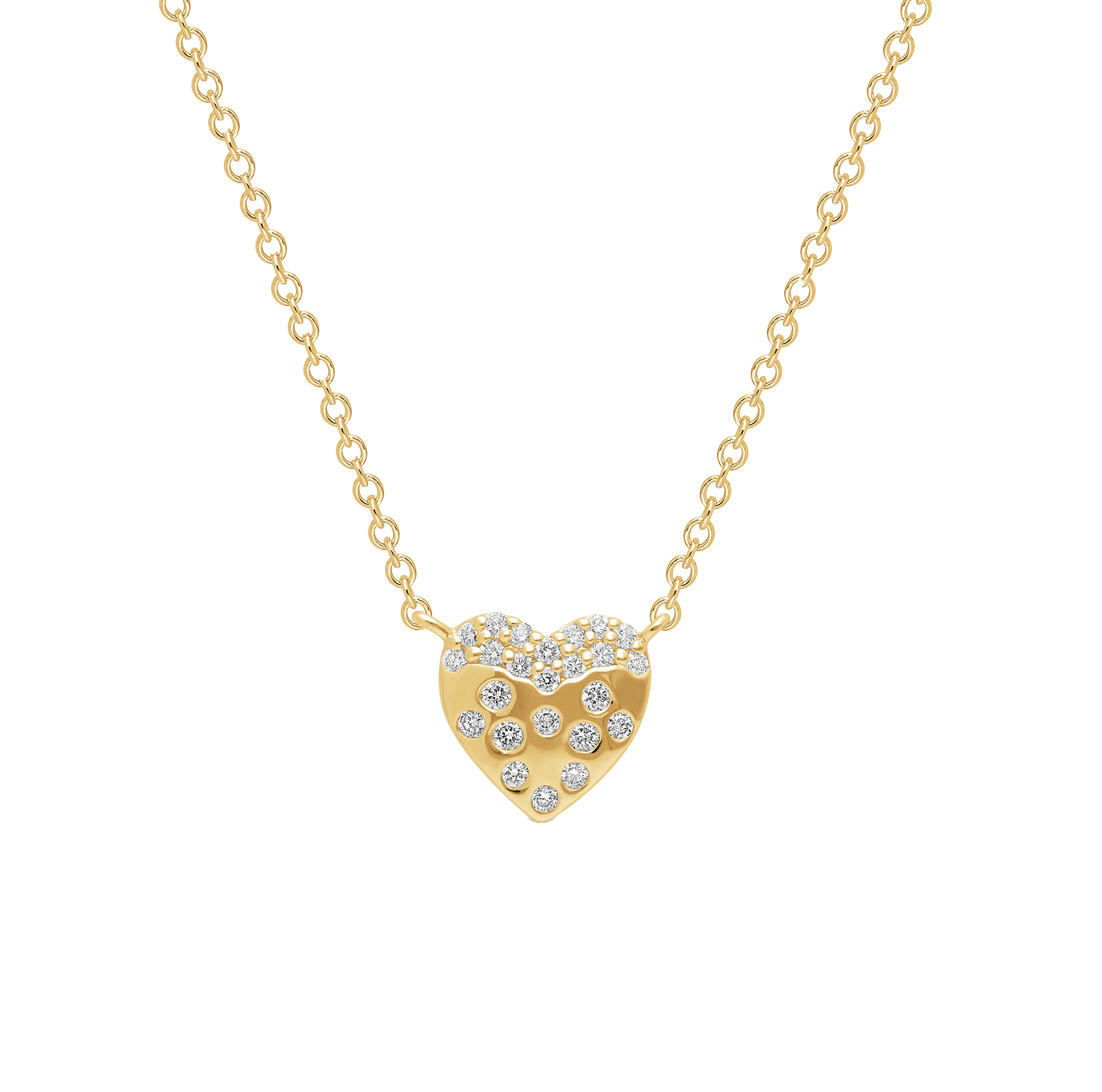 Sabel Collection Yellow Gold Sprinkled Diamond Heart Necklace