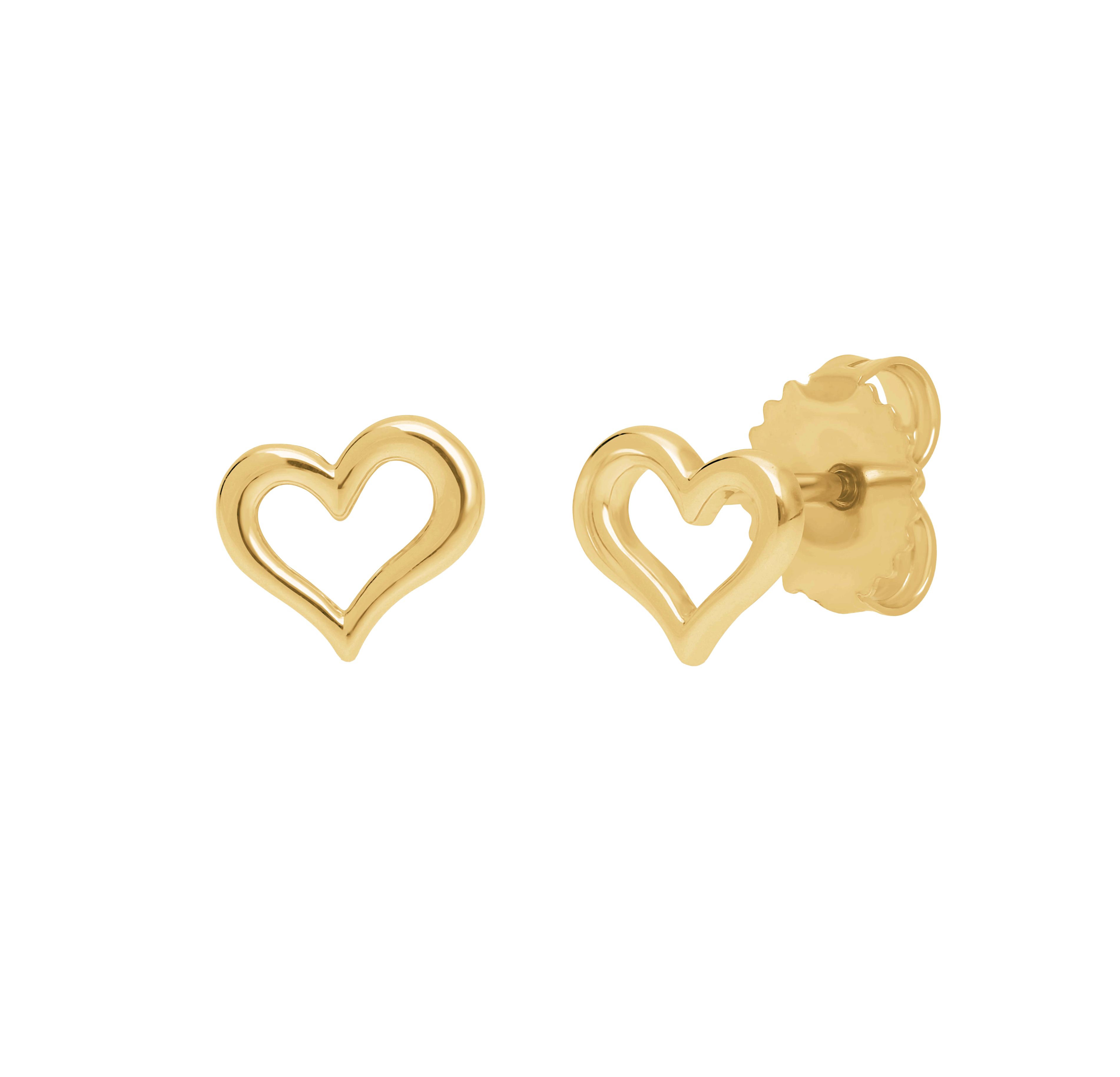 Sabel Collection Yellow Gold Open Heart Stud Earrings