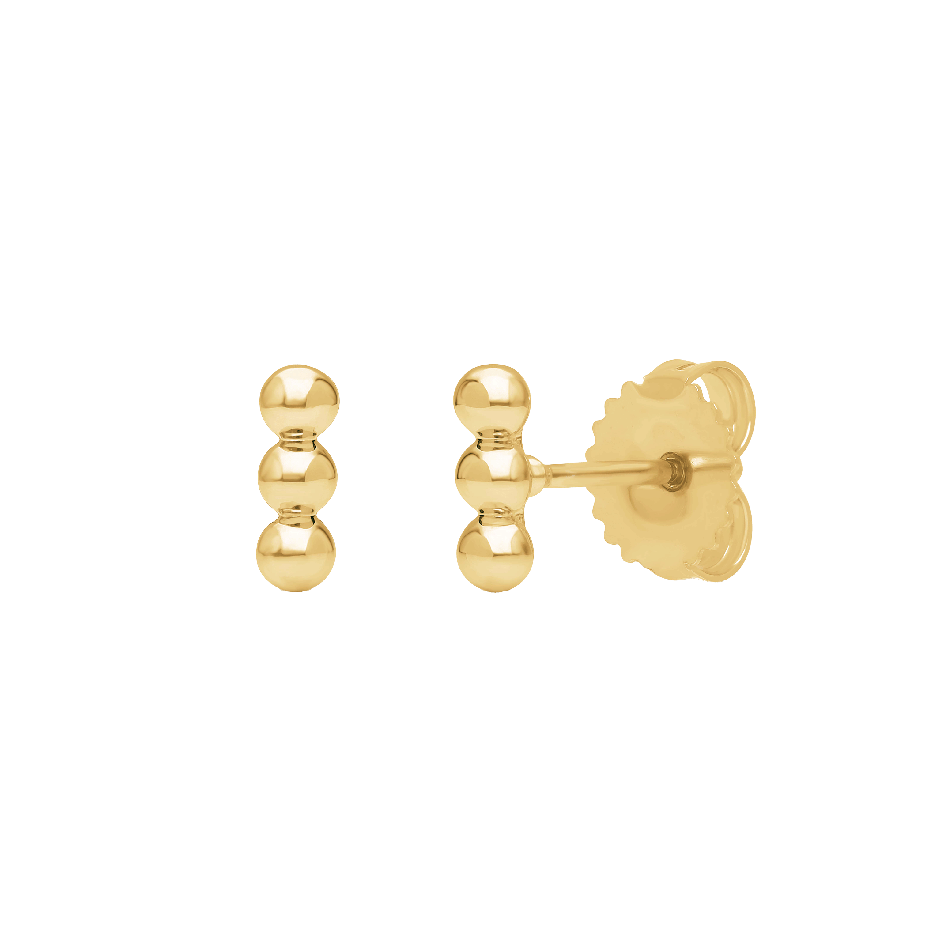 Sabel Collection Yellow Gold Beaded Bar Stud Earrings