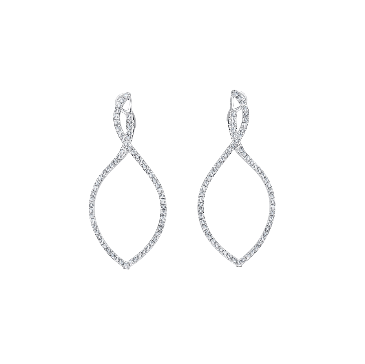 Sabel Collection White Gold Diamond Swirl Hoop Earrings