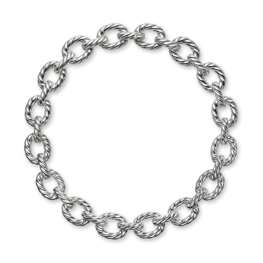 David Yurman Sculpted Cable Oval Link Necklace in Sterling Silver, 18mm, 20"