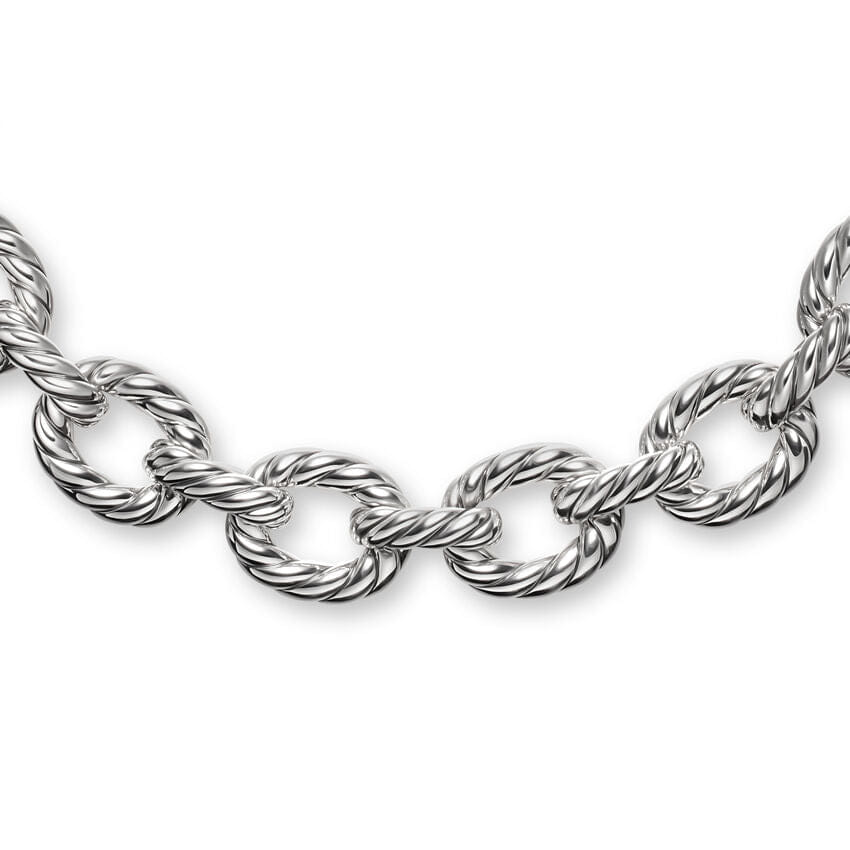 David Yurman Sculpted Cable Oval Link Necklace in Sterling Silver, 18mm, 20"