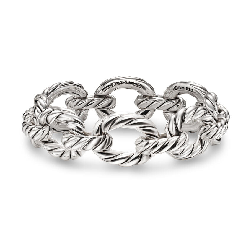 David Yurman Sculpted Cable Oval Link Bracelet in Sterling Silver, 18mm, Size Small