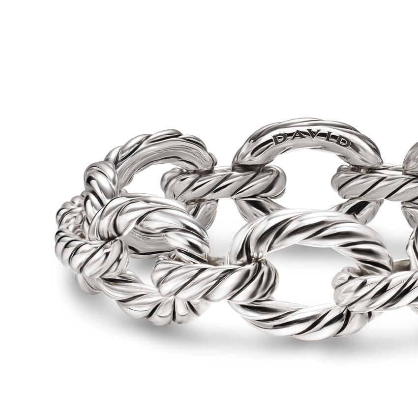 David Yurman Sculpted Cable Oval Link Bracelet in Sterling Silver, 18mm, Size Small