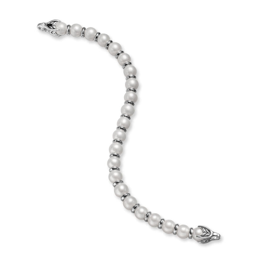 David Yurman Spiritual Beads Bracelet in Sterling Silver with Pearls, 8mm, Size Medium
