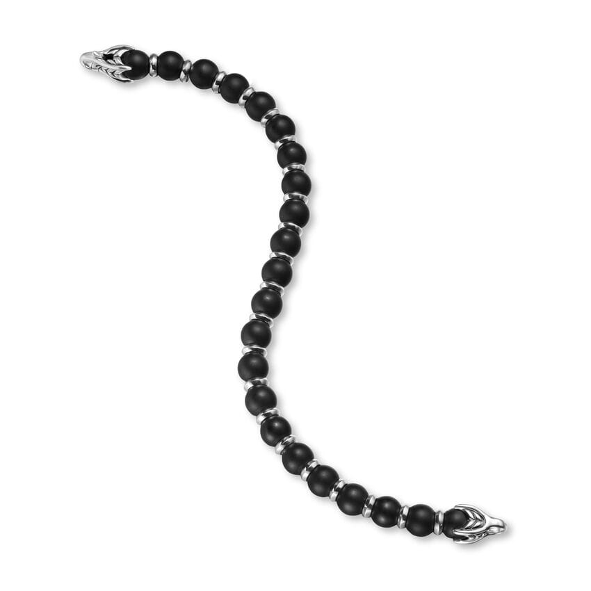 David Yurman Spiritual Beads Bracelet in Sterling Silver with Black Onyx, 8mm, Size Medium