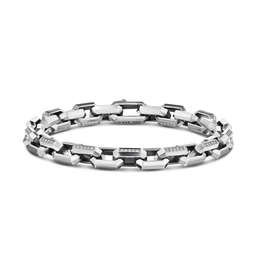 David Yurman Streamline Heirloom Chain Link Bracelet in Sterling Silver with Diamonds, 7.5mm, Size Medium