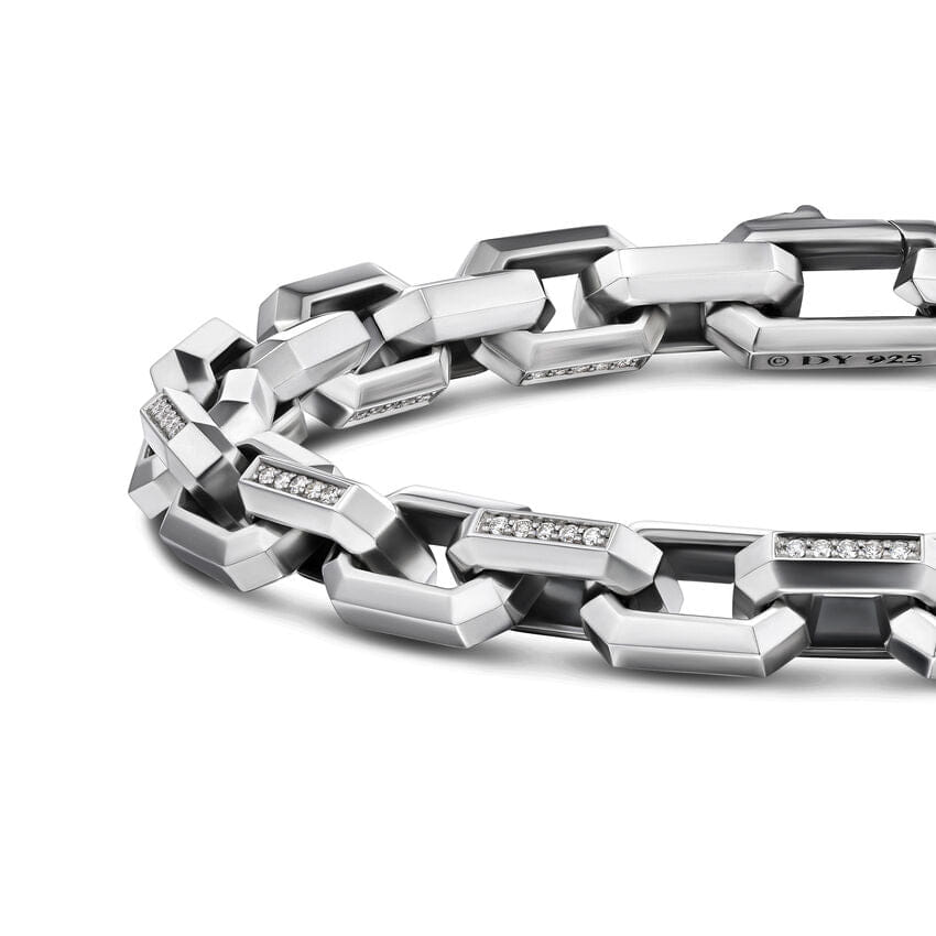David Yurman Streamline Heirloom Chain Link Bracelet in Sterling Silver with Diamonds, 7.5mm, Size Medium