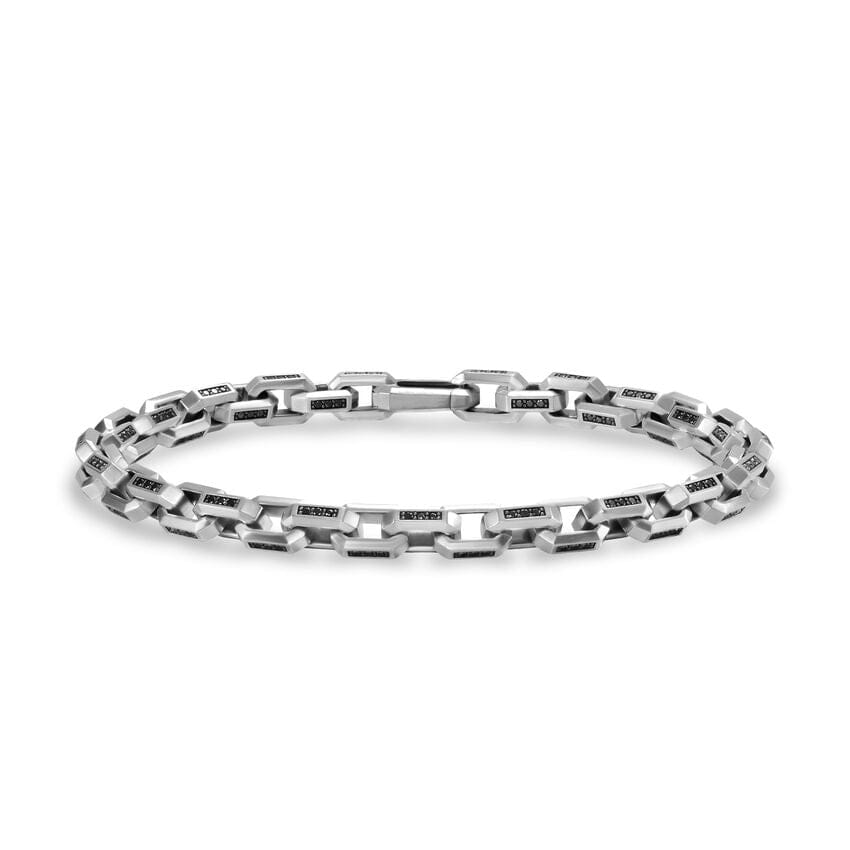 David Yurman Streamline Link Bracelet in Sterling Silver with Black Diamonds, 5.5mm, Size Medium