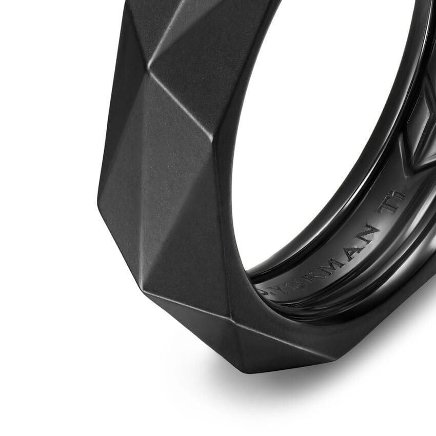 David Yurman Faceted Band Ring in Black Titanium, 6.2mm, Size 9