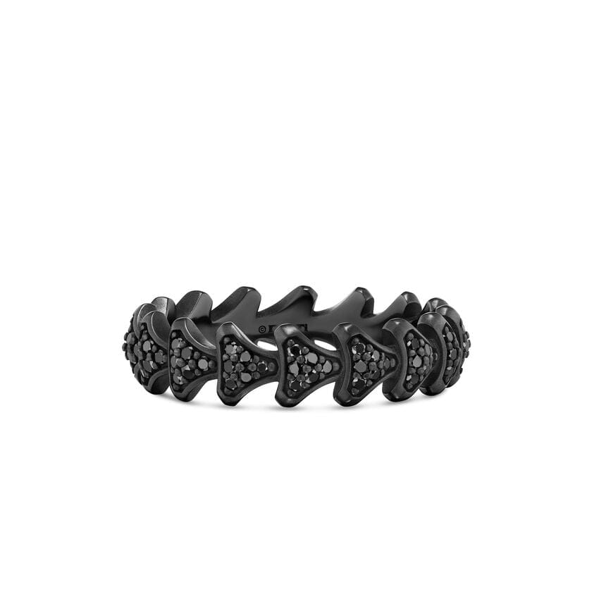 David Yurman Armory Band Ring in Black Titanium with Black Diamonds, 6.2mm, Size 10
