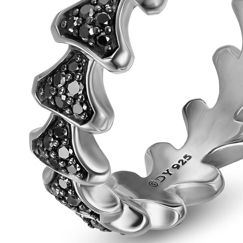 David Yurman Armory Band Ring in Sterling Silver with Black Diamonds, 6.2mm, Size 9
