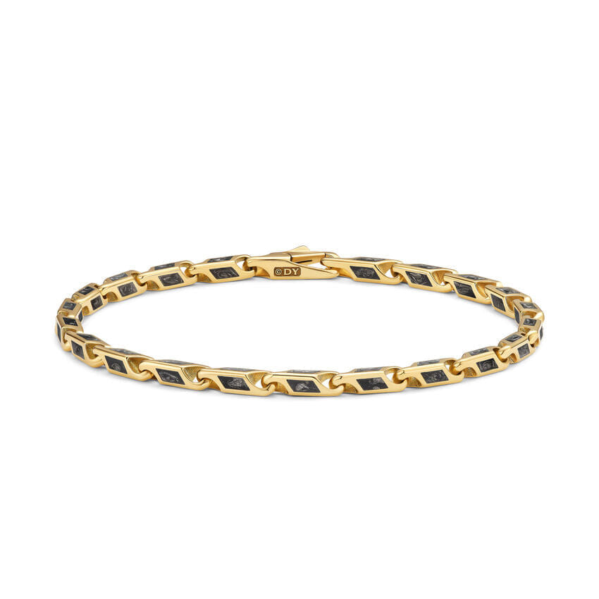 David Yurman Streamline Faceted Chain Bracelet in 18K Yellow Gold with Forged Carbon, 4.3mm, Size Medium