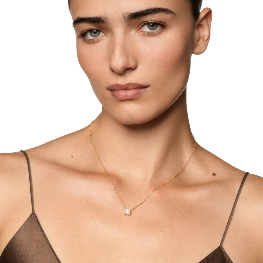 David Yurman Pearl Classics Necklace in 18K Yellow Gold with Diamonds, 6.5mm