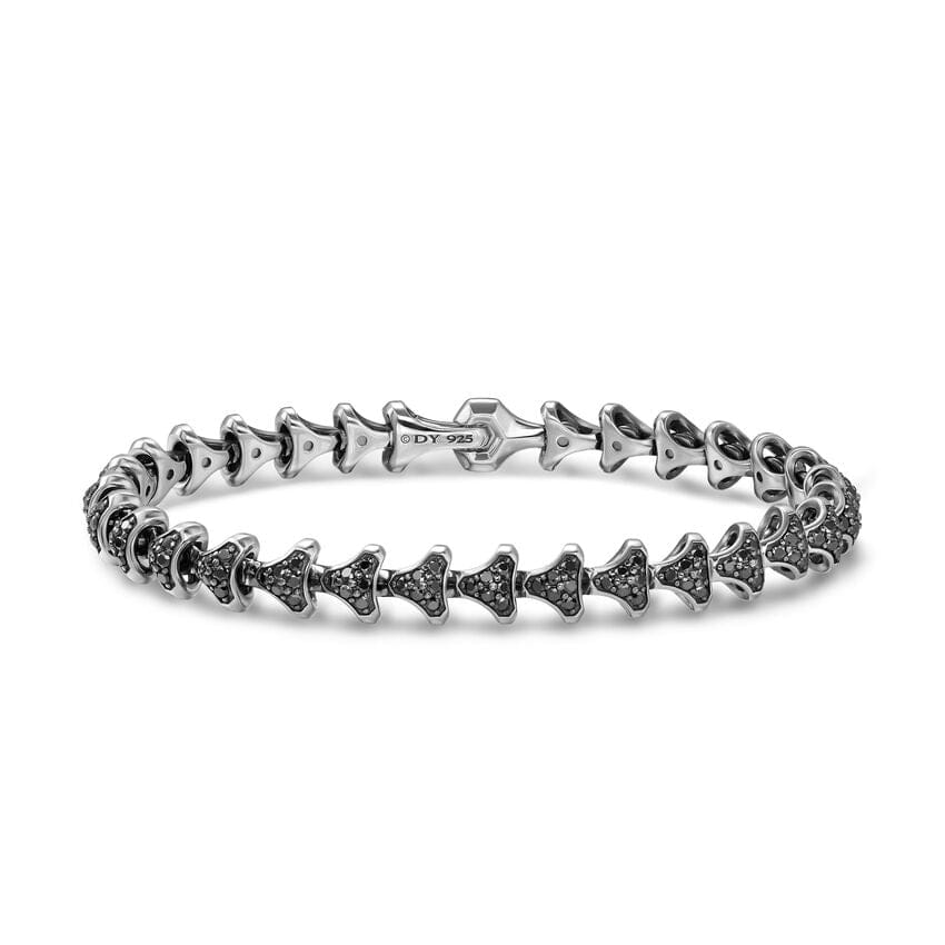 David Yurman Armory Link Bracelet in Sterling Silver with Black Diamonds, 7.5mm, Size Medium