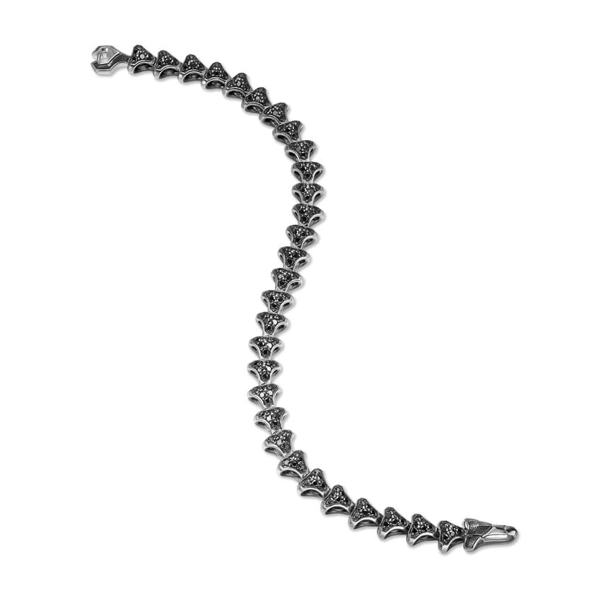 David Yurman Armory Link Bracelet in Sterling Silver with Black Diamonds, 7.5mm, Size Medium