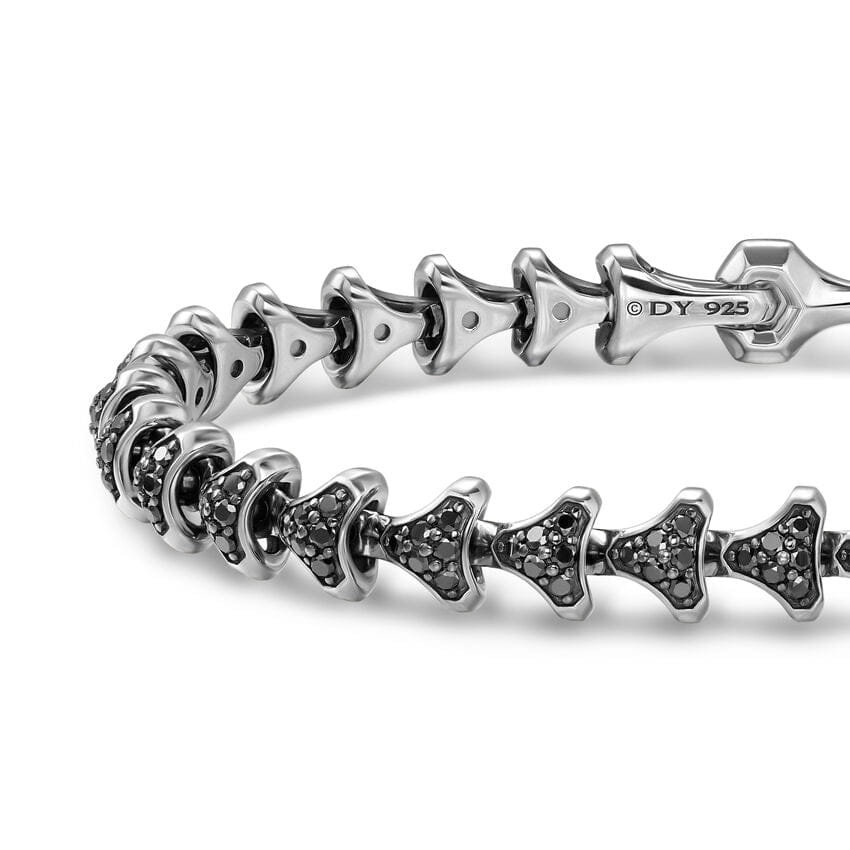 David Yurman Armory Link Bracelet in Sterling Silver with Black Diamonds, 7.5mm, Size Medium