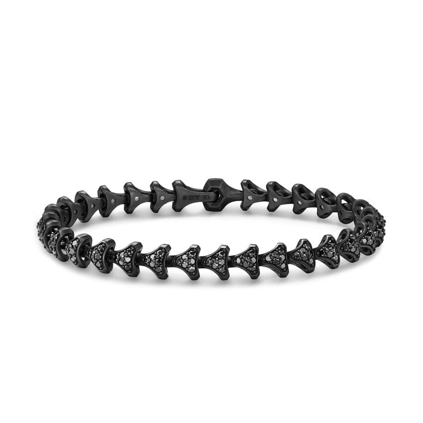 David Yurman Armory Link Bracelet in Black Titanium with Black Diamonds, 7.5mm, Size Small