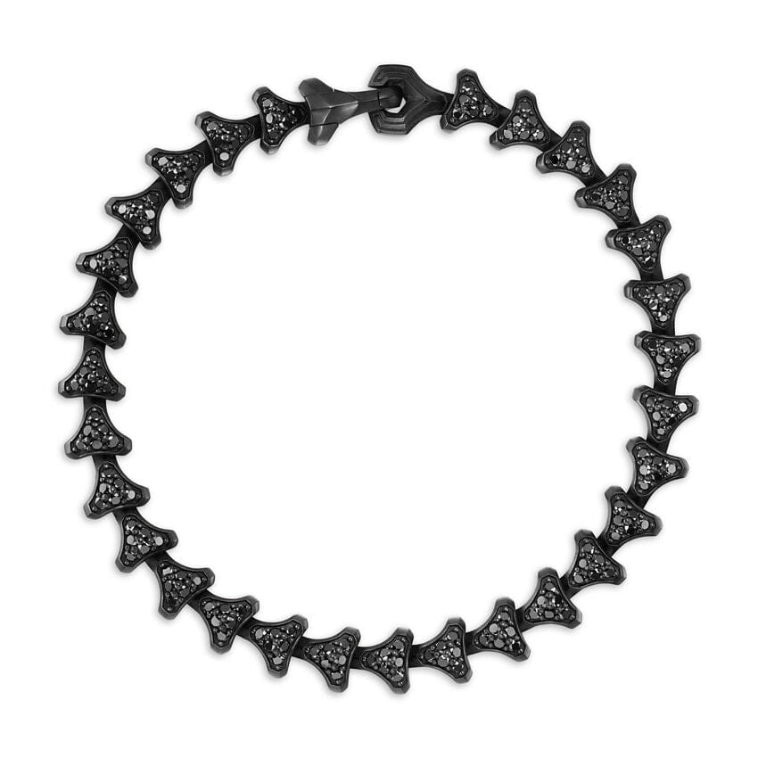 David Yurman Armory Link Bracelet in Black Titanium with Black Diamonds, 7.5mm, Size Small