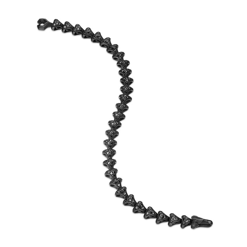 David Yurman Armory Link Bracelet in Black Titanium with Black Diamonds, 7.5mm, Size Small