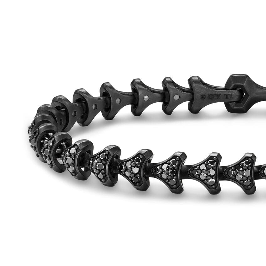 David Yurman Armory Link Bracelet in Black Titanium with Black Diamonds, 7.5mm, Size Small