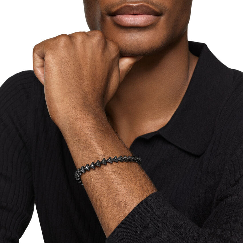 David Yurman Armory Link Bracelet in Black Titanium with Black Diamonds, 7.5mm, Size Small