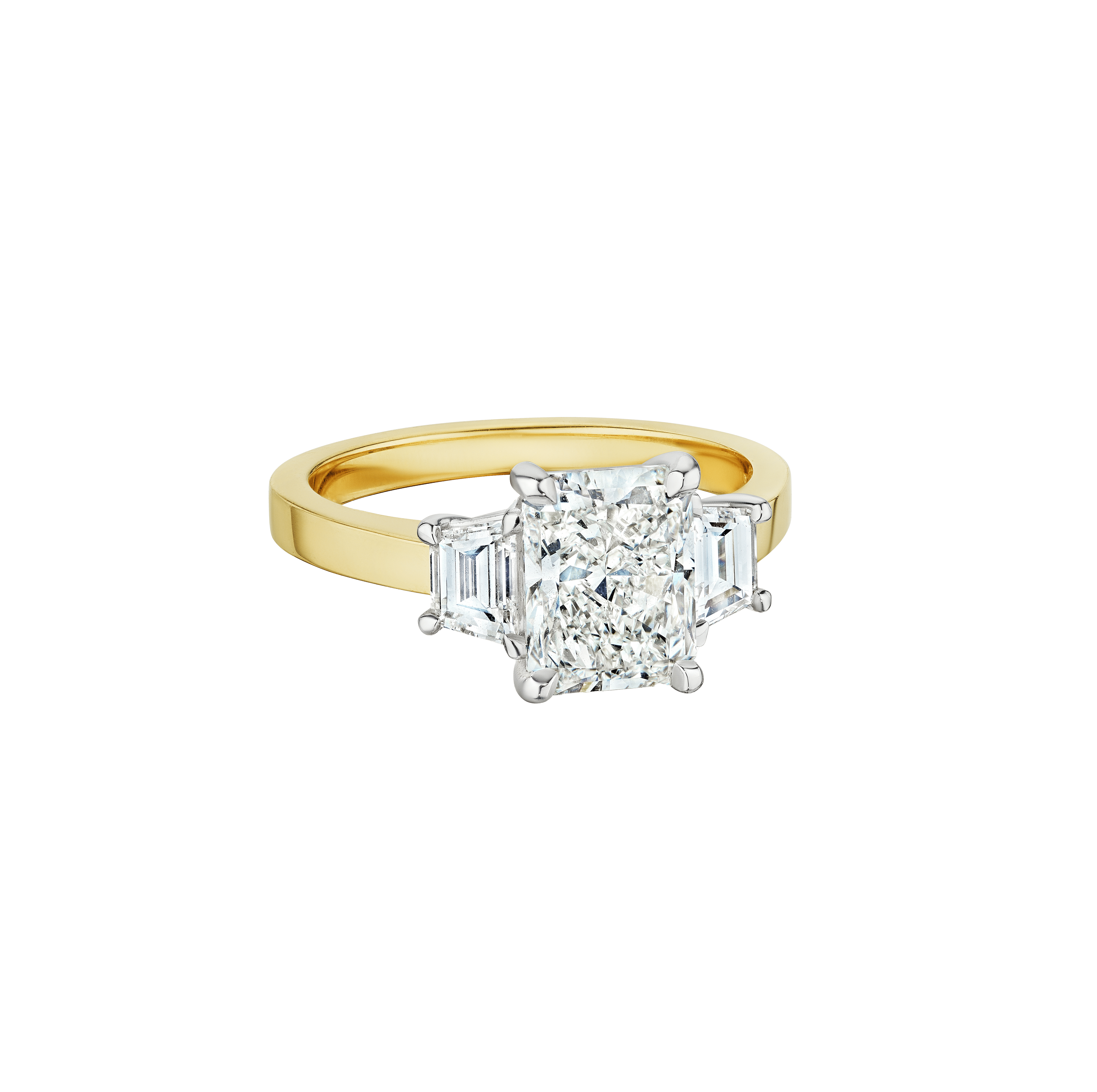 Fink's Exclusive Radiant Cut and Trapezoid Diamond Engagement Ring