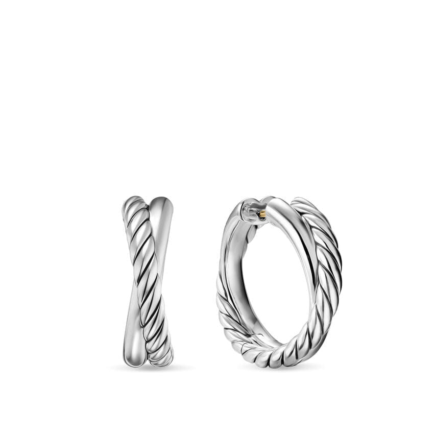 David Yurman Crossover Hoop Earrings in Sterling Silver, 22.3mm