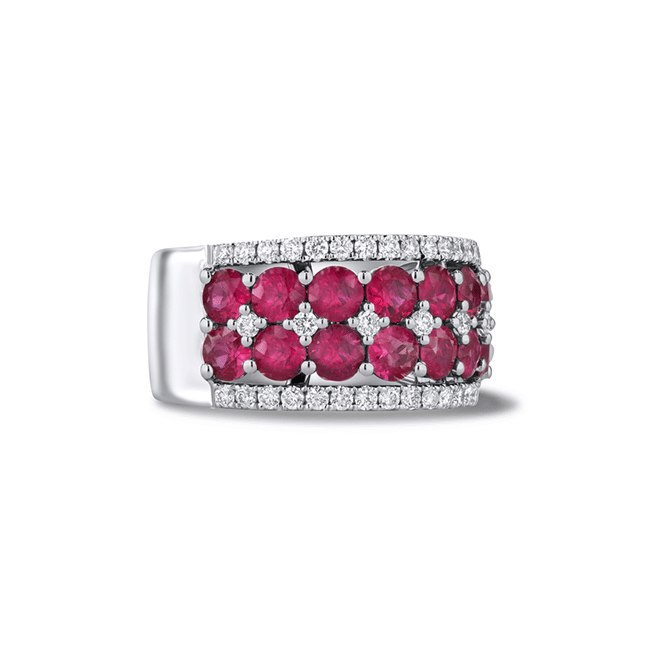 Sabel Collection White Gold Round Ruby and Diamond Ring