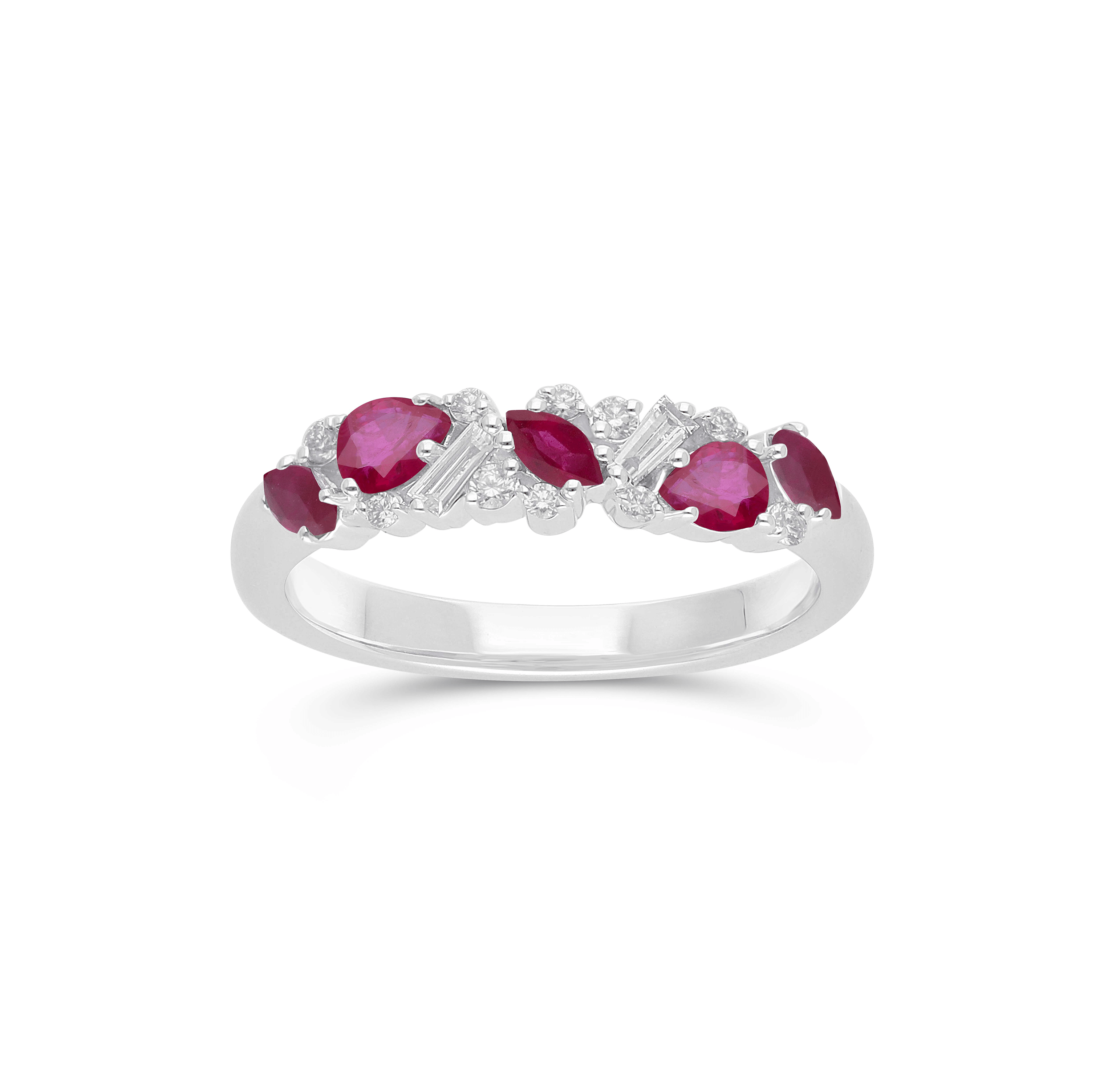 Sabel Collection White Gold Multi-Shape Ruby and Diamond Ring