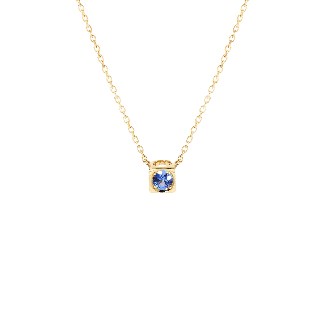 Dinh Van Le Cube Yellow Gold Blue Sapphire Necklace
