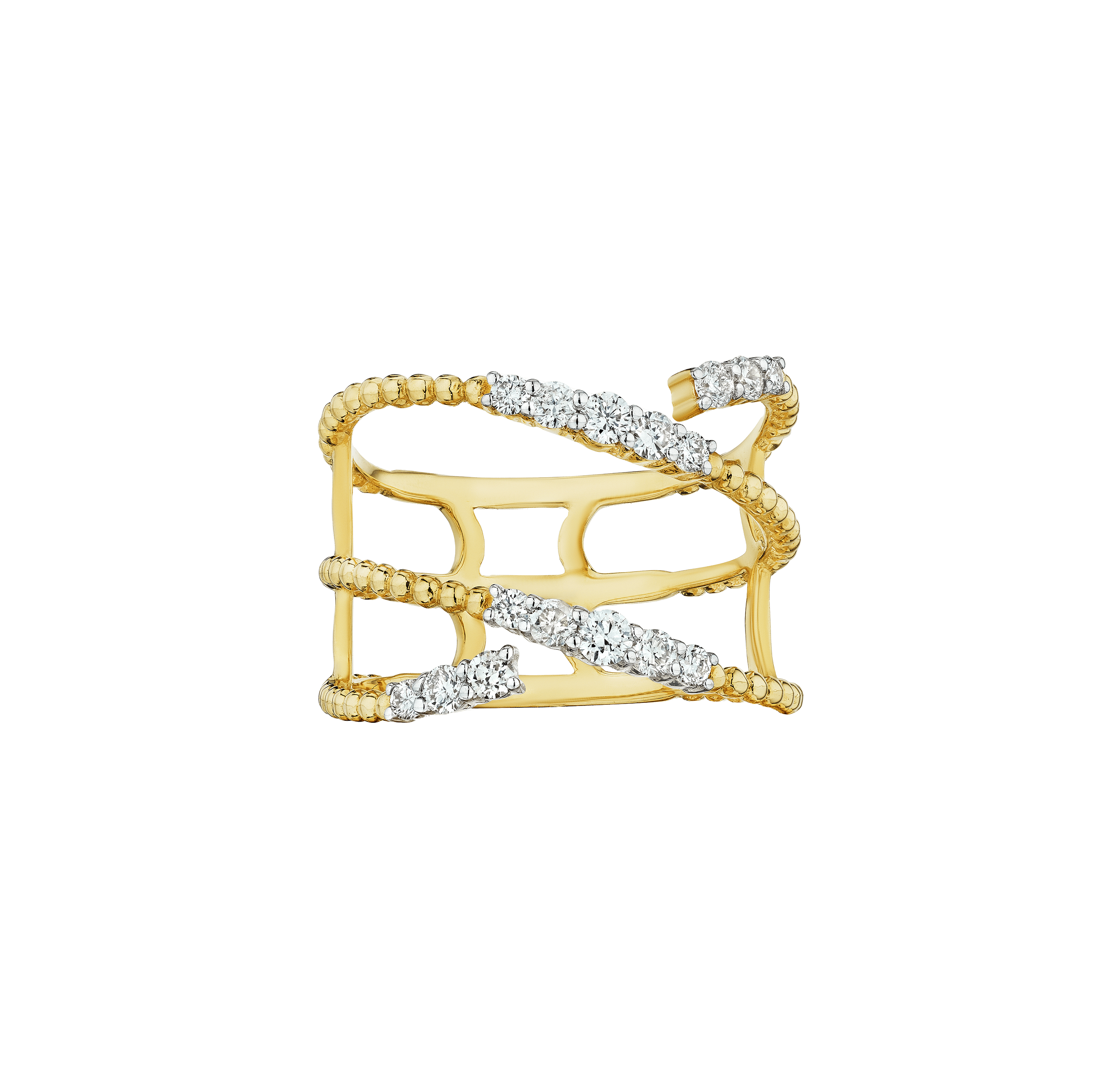 Sabel Collection Yellow Gold Diamond and Beaded Wrap Ring